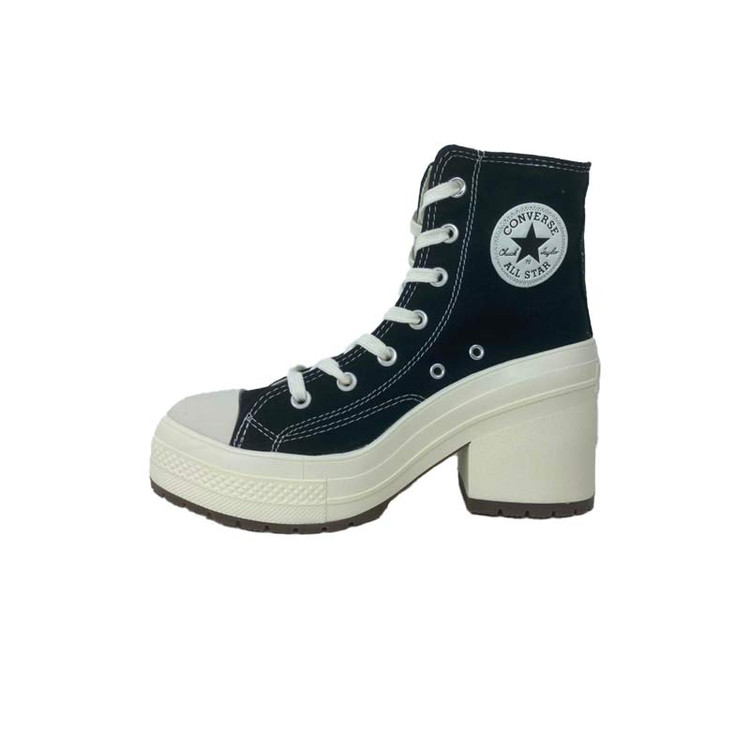 کانورس پاشنه بلند مشکی سفید