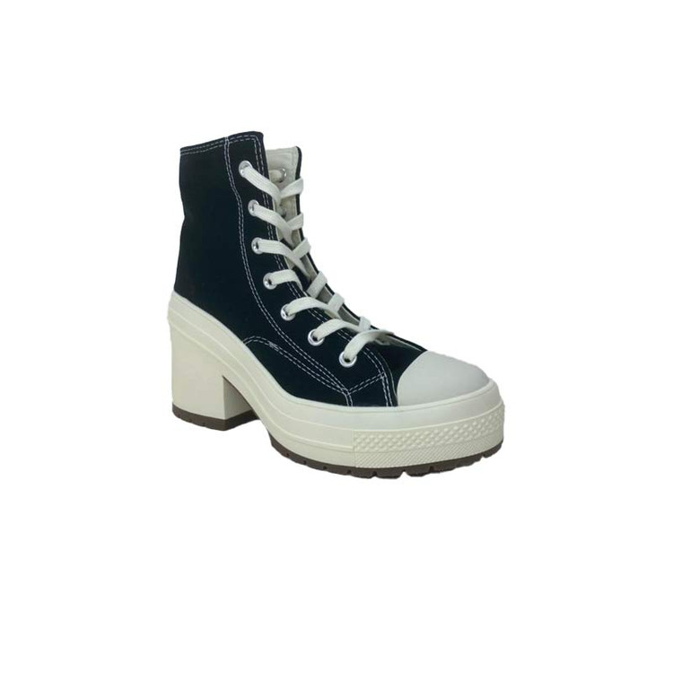 کانورس پاشنه بلند مشکی سفید